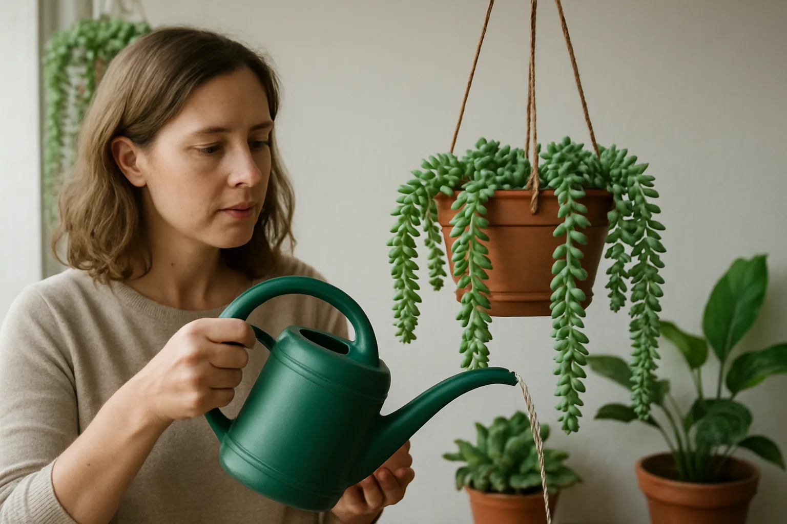 Suculentas colgantes: guía práctica para su cuidado, riego y ubicación