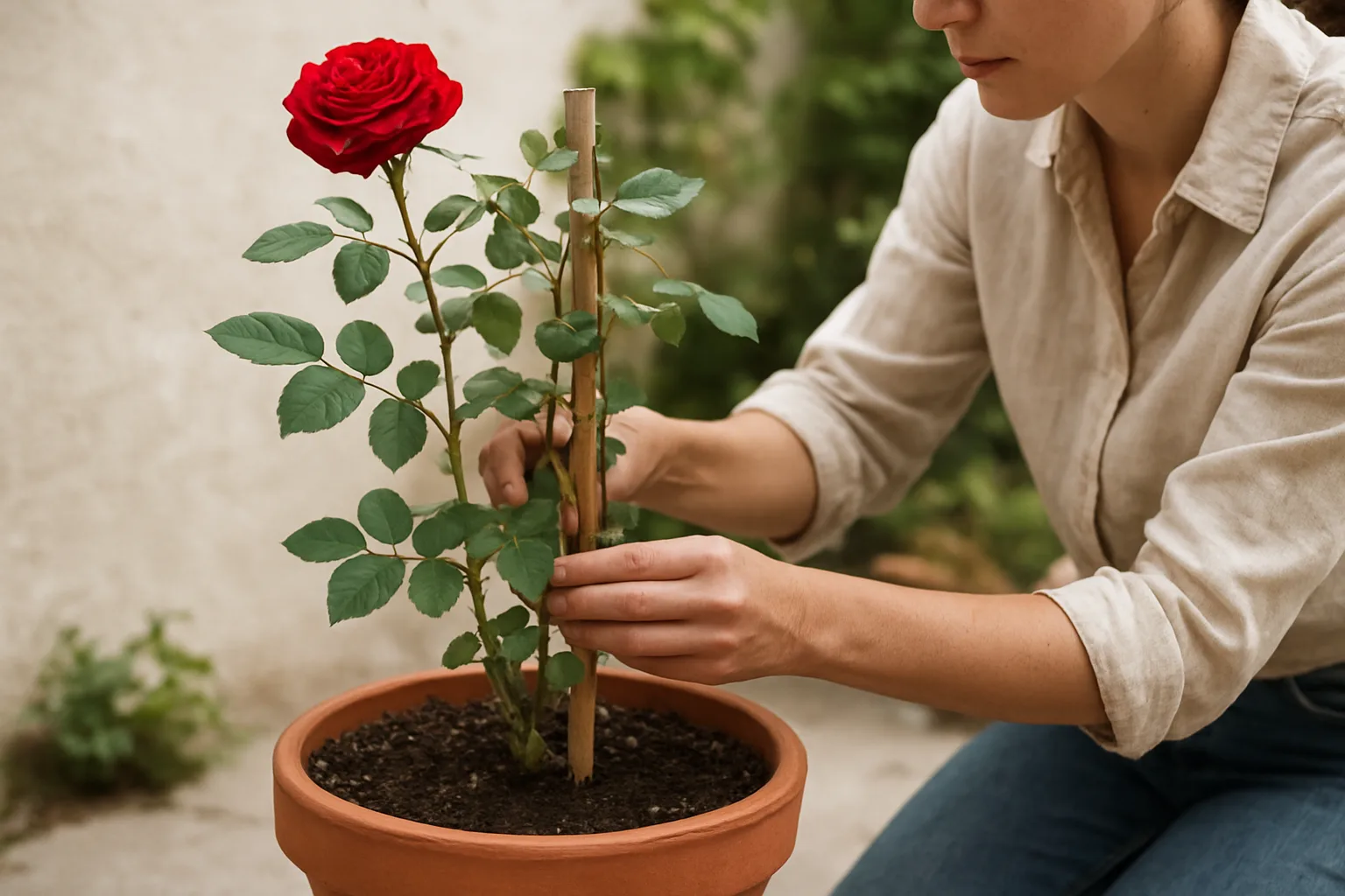 Cómo cuidar una rosa trepadora en maceta para que crezca fuerte y saludable