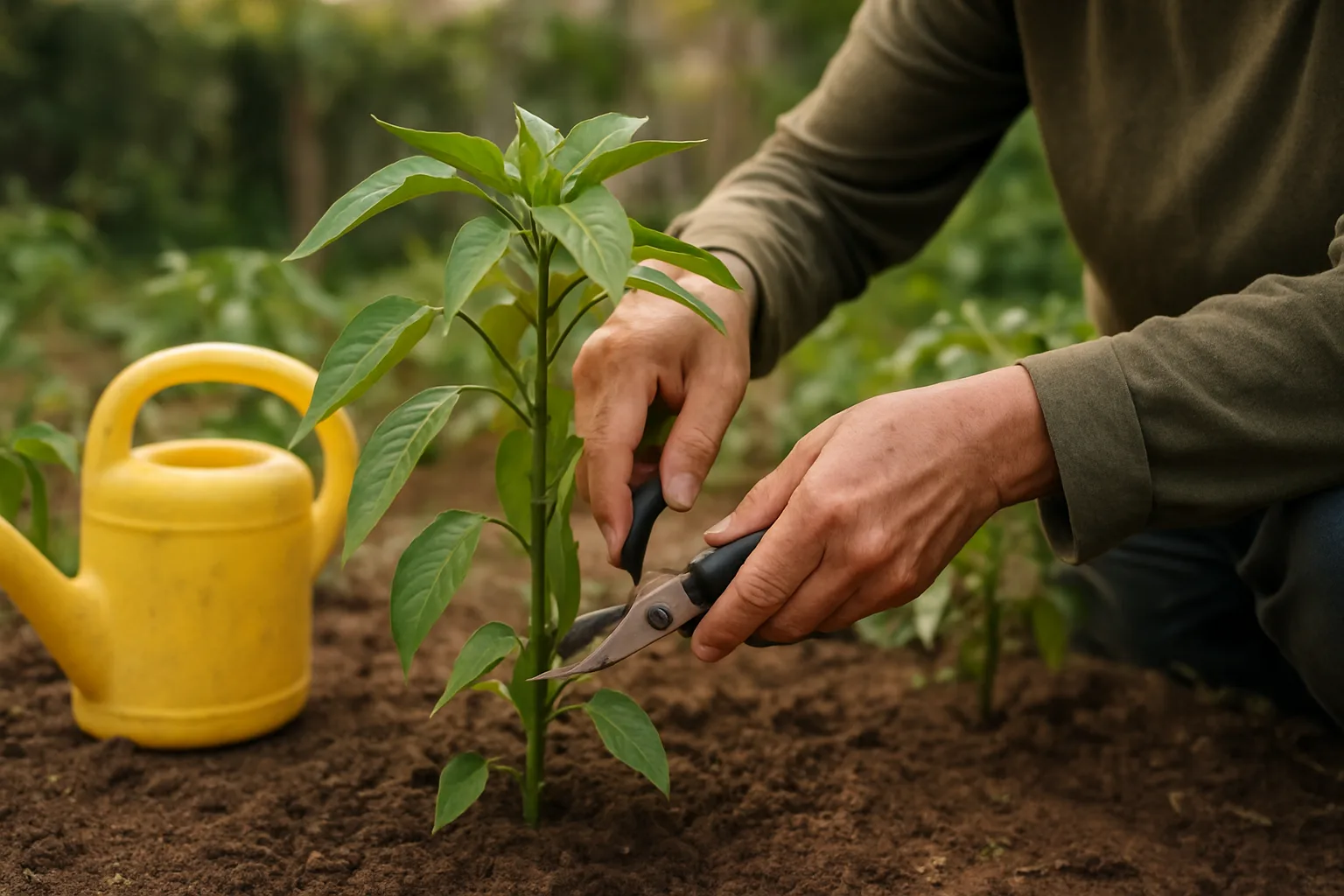 Cultivo de planta de pimiento: riego, luz y reproducción para huertas caseras